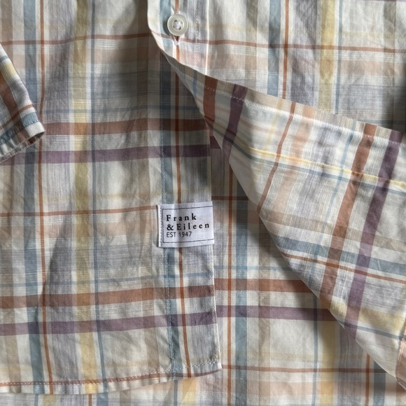 Frank & Eileen Eileen Relaxed Button-Up Shirt in Sand Purple Plaid M Medium - Picture 6 of 11